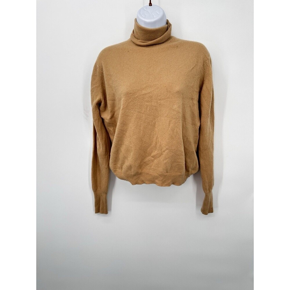 PETER SCOTT 100% Scottish Cashmere Women's S/M Turtleneck Soft‎ Knit Sweater tan